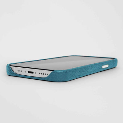 Grain Embossed Leather iPhone 13 Pro Max Case in Saxe Blue #color_saxe-blue
