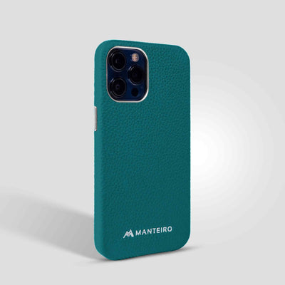 Grain Embossed Leather iPhone 12 Pro Max Case in Sea Green #color_sea-green