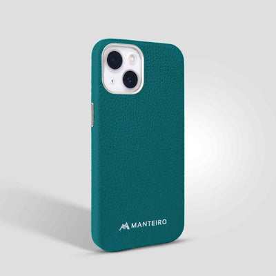 Grain Embossed Leather iPhone 13 Case in Sea Green #color_sea-green