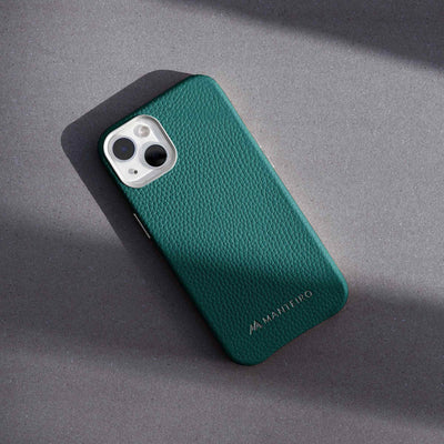 Grain Embossed Leather iPhone 13 Case in Sea Green #color_sea-green