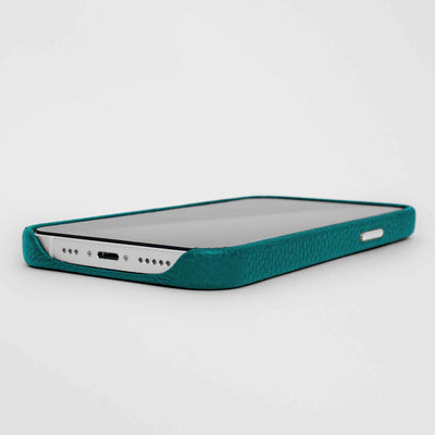 Grain Embossed Leather iPhone 13 Pro Case in Sea Green #color_sea-green
