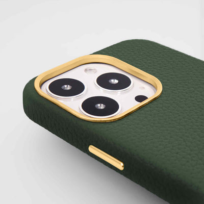 Grain Embossed Leather iPhone 13 Pro Case in Seaweed #color_seaweed