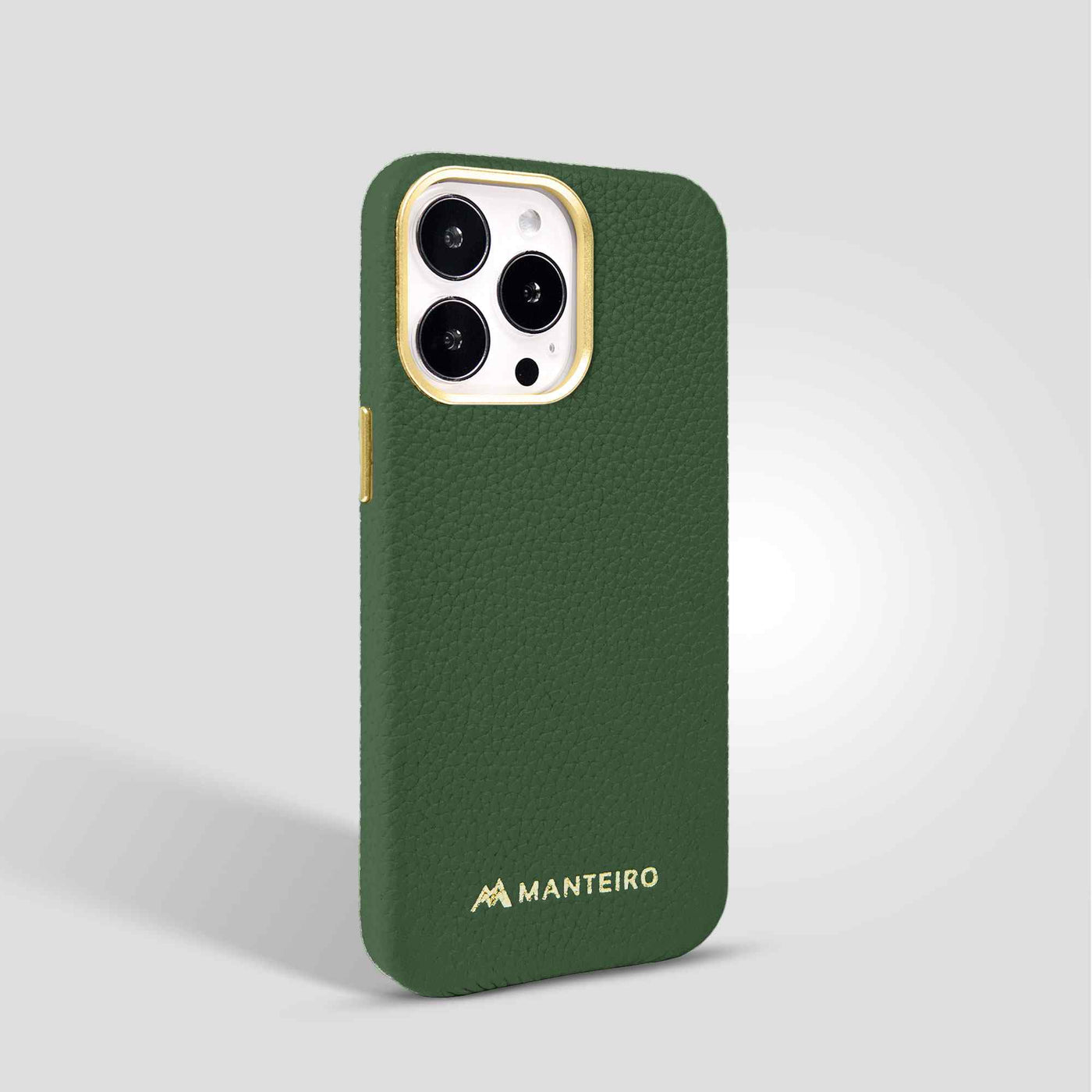 Grain Embossed Leather iPhone 13 Pro Max Case in Seaweed #color_seaweed