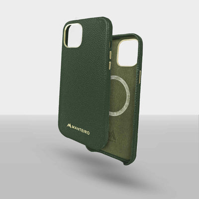 Grain Embossed Leather iPhone 12 Case in Seaweed #color_seaweed