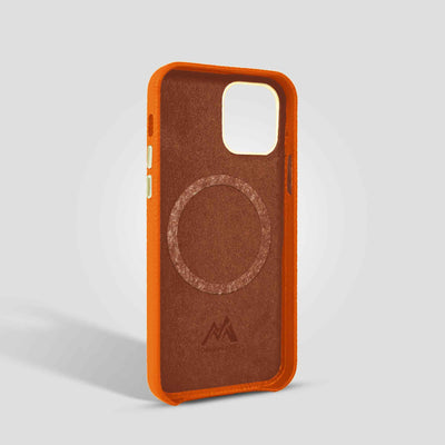 Grain Embossed Leather iPhone 12 Case in Wildfire #color_wildfire