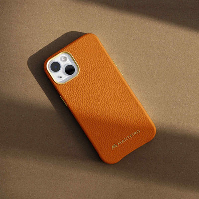 Grain Embossed Leather iPhone 13 Case in Wildfire #color_wildfire
