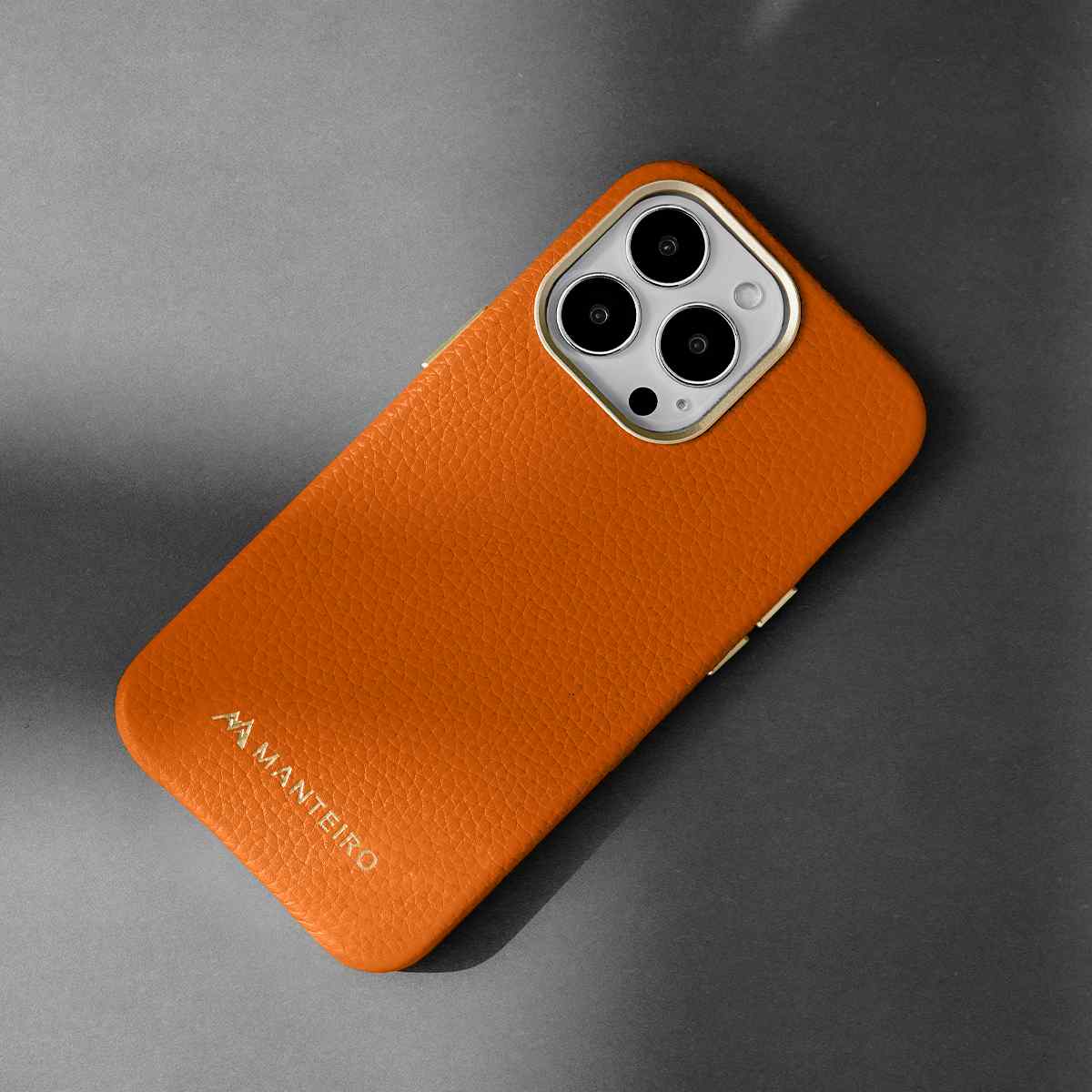 Grain Embossed Leather iPhone 13 Pro Max Case in Wildfire #color_wildfire