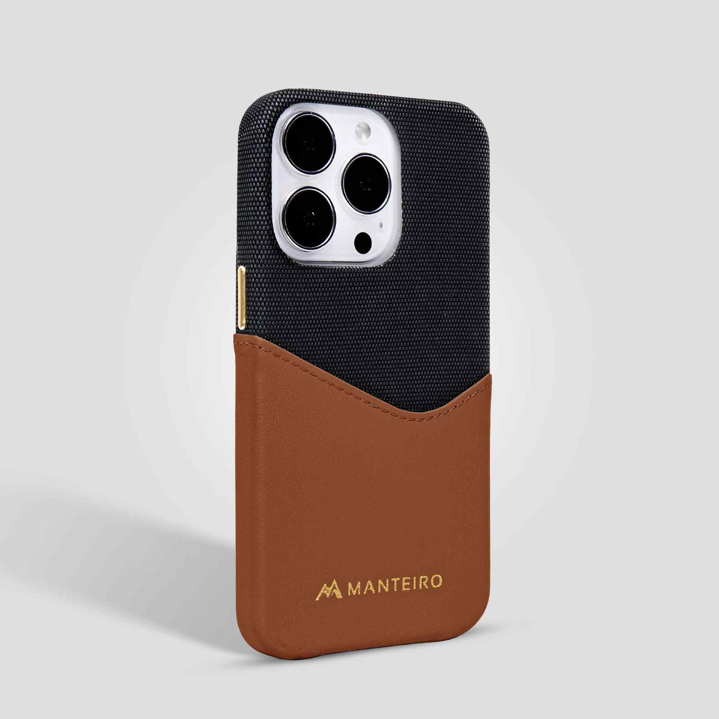 Card Pocket Leather iPhone 13 Pro Case in Amber #color_amber