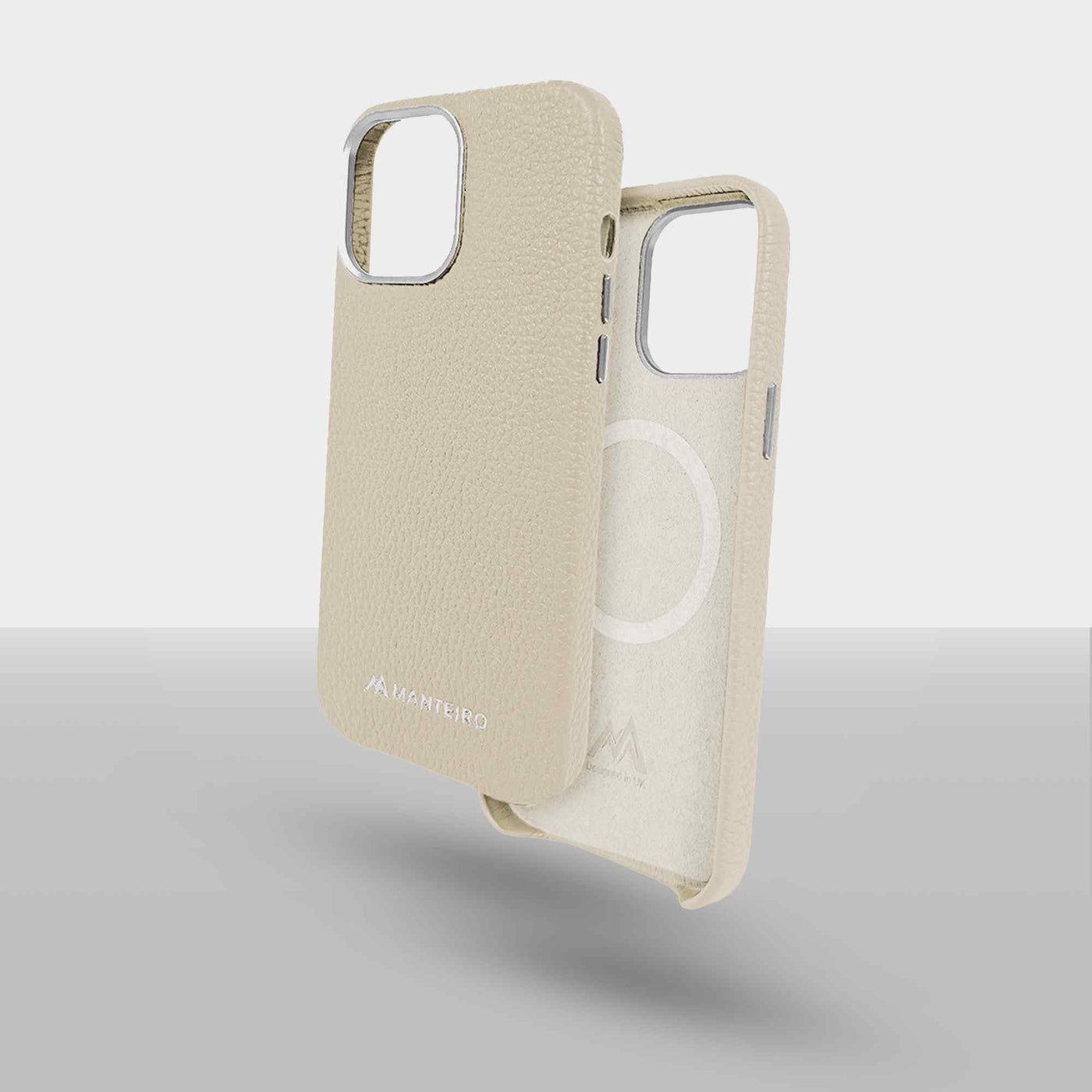 Grain Embossed Leather iPhone 13 Pro Case in Creamy White #color_creamy-white