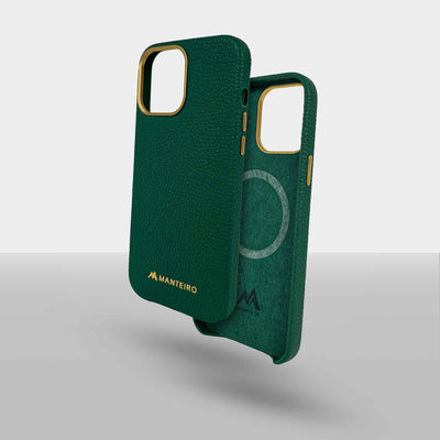 Grain Embossed Leather iPhone 13 Pro Case in Evergreen #color_evergreen