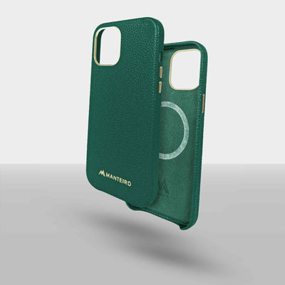 Grain Embossed Leather iPhone 12 Pro Max Case in Seaweed #color_evergreen