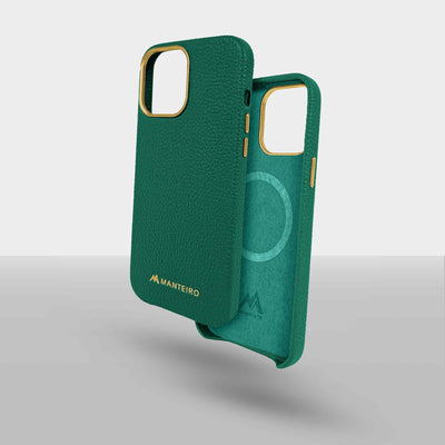 Grain Embossed Leather iPhone 13 Pro Max Case in Forest Green #color_forest-green