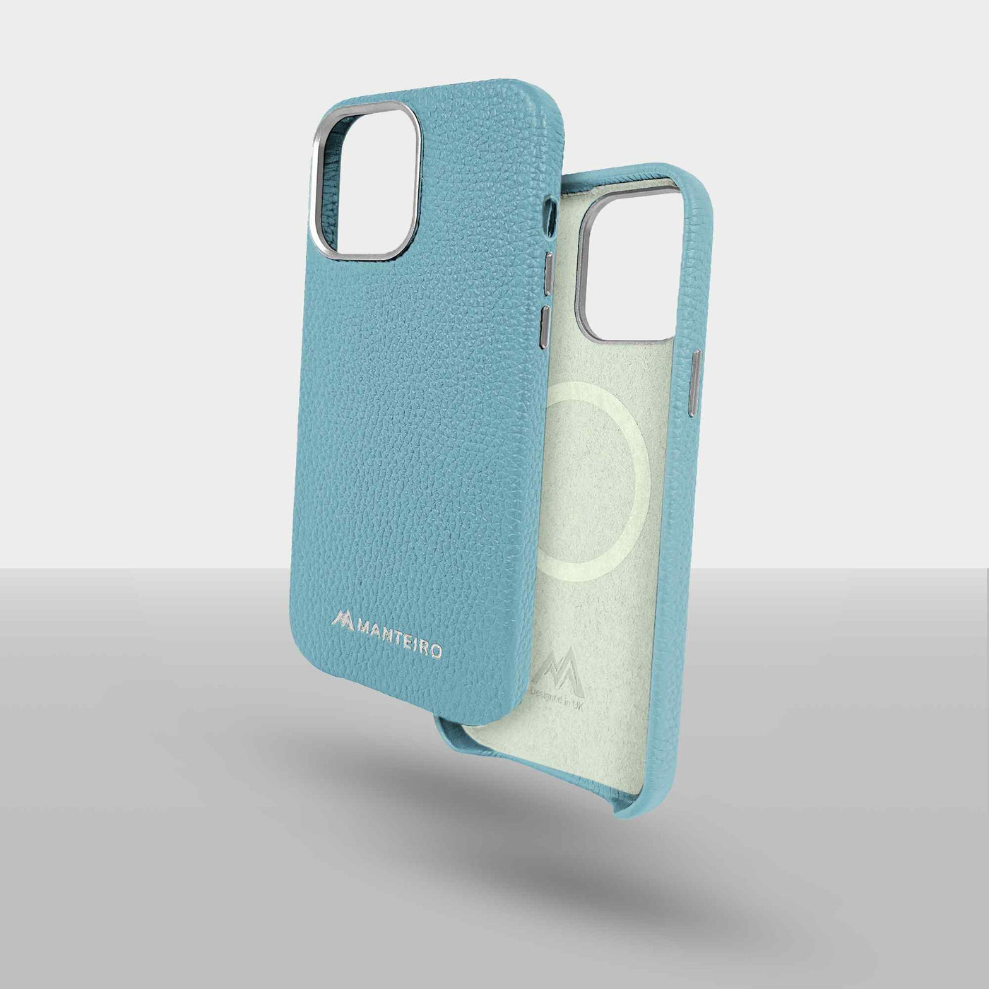 Grain Embossed Leather iPhone 13 Pro Case in Frost Blue #color_frost-blue