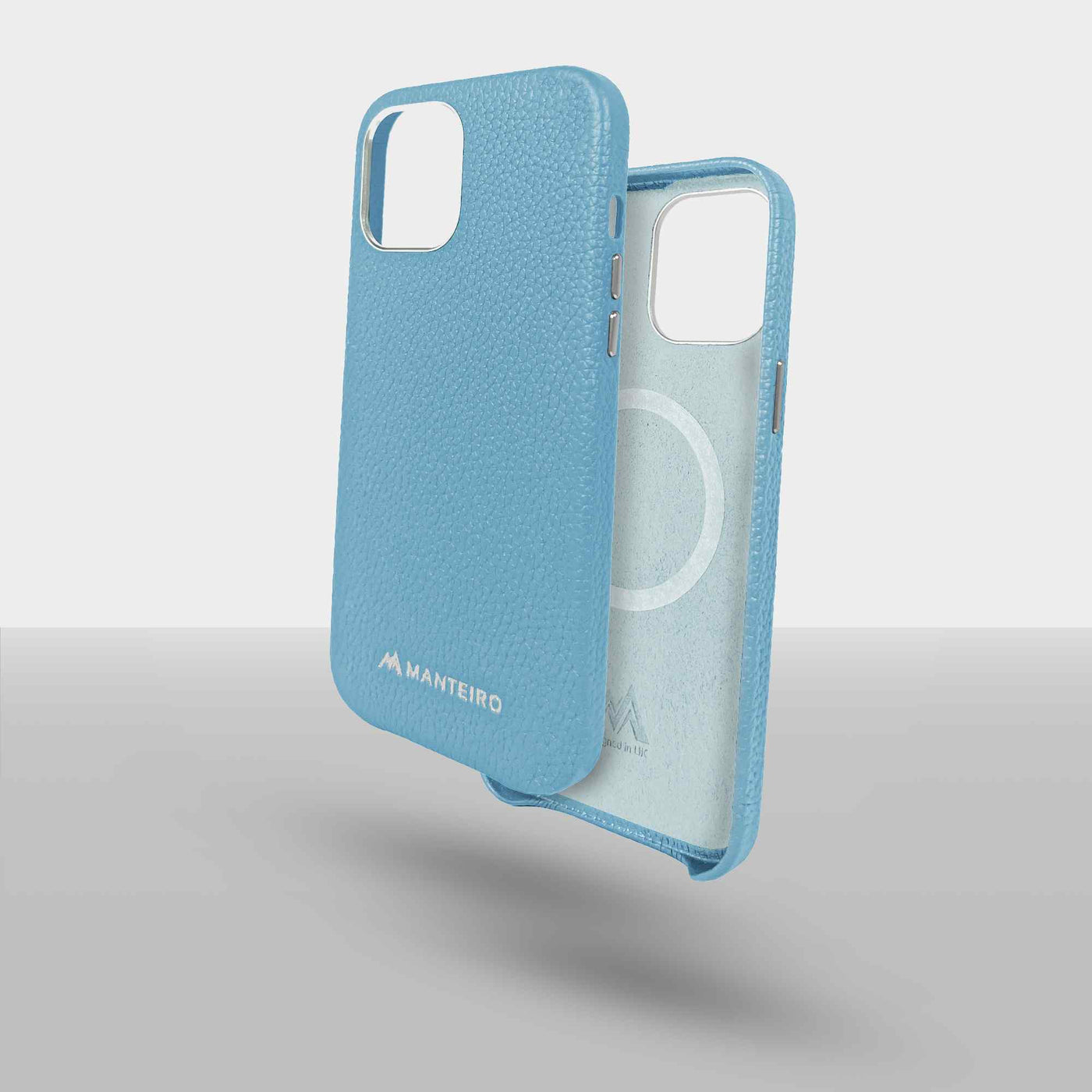 Grain Embossed Leather iPhone 12 Pro Max Case in Frost Blue #color_frost-blue