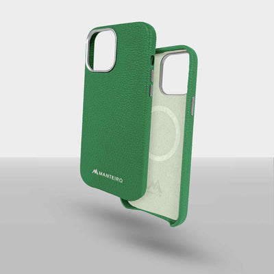 Grain Embossed Leather iPhone 13 Pro Max Case in Jade Green #color_jade-green