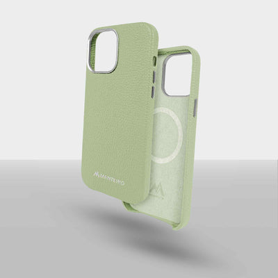 Grain Embossed Leather iPhone 13 Pro Max Case in Sage Green #color_sage-green