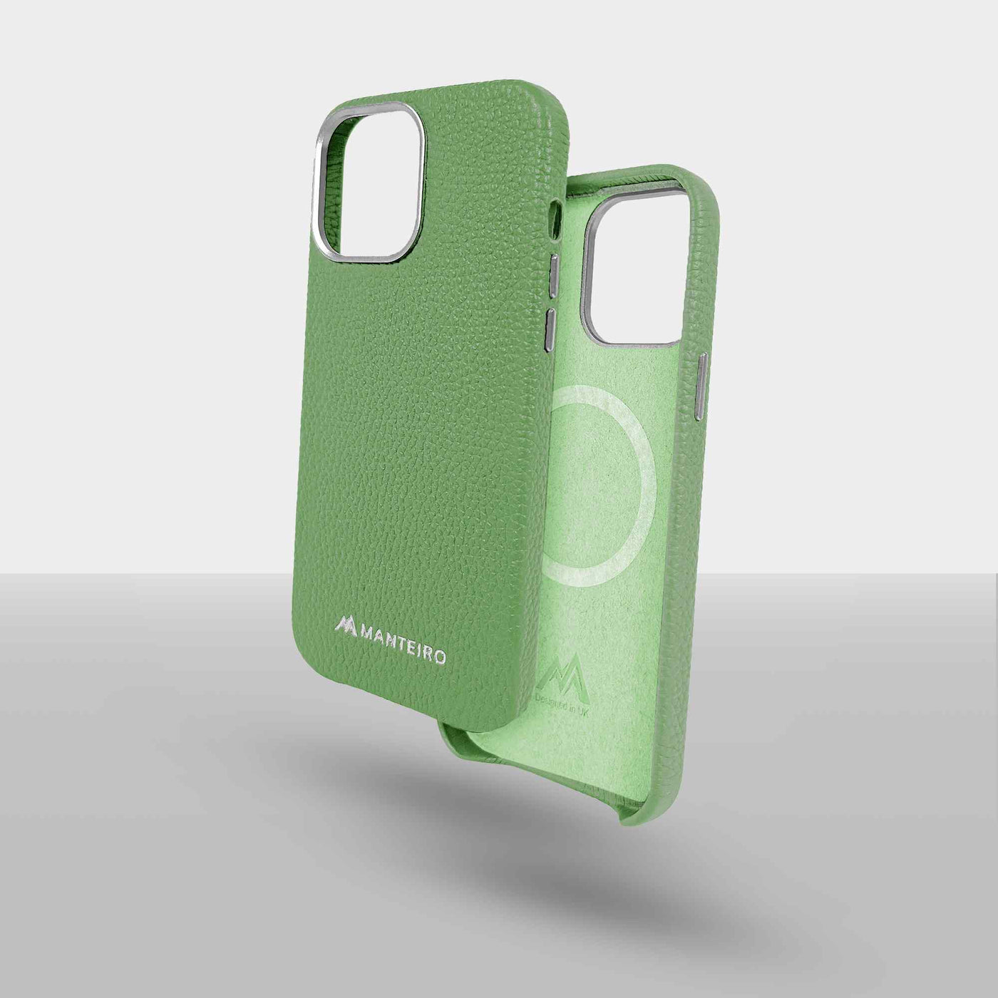 Grain Embossed Leather iPhone 13 Pro Max Case in Seafoam #color_seafoam