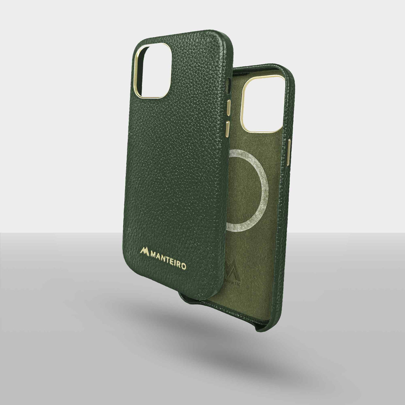 Grain Embossed Leather iPhone 12 Pro Max Case in Seaweed #color_seaweed