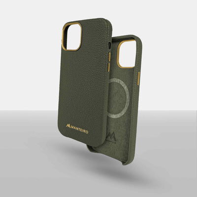 Grain Embossed Leather iPhone 13 Case in Forest Green #color_forest-green