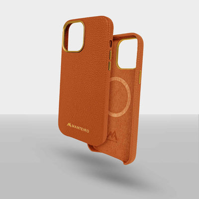 Grain Embossed Leather iPhone 13 Pro Max Case in Wildfire #color_wildfire