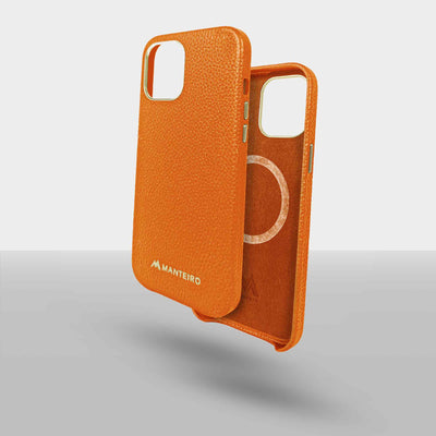 Grain Embossed Leather iPhone 12 Pro Max Case in Wildfire #color_wildfire